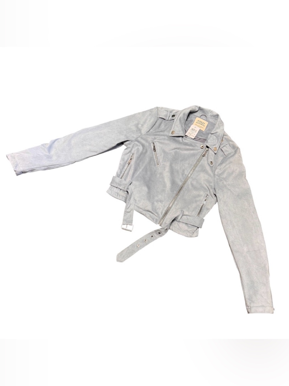 Ashley by 26 International Outerwear Cropped Moto Jacket Blue-Gray. Sz M. NWT! - Picture 3 of 12